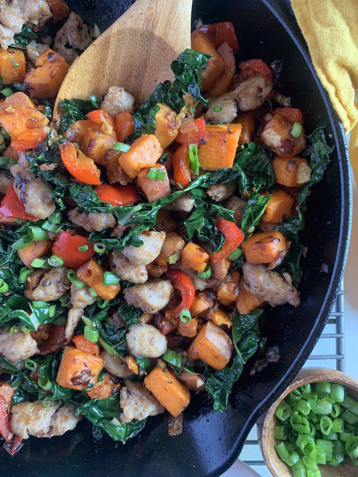 Sweet Potato Breakfast Hash with Sausage and Kale - Big Delicious Life