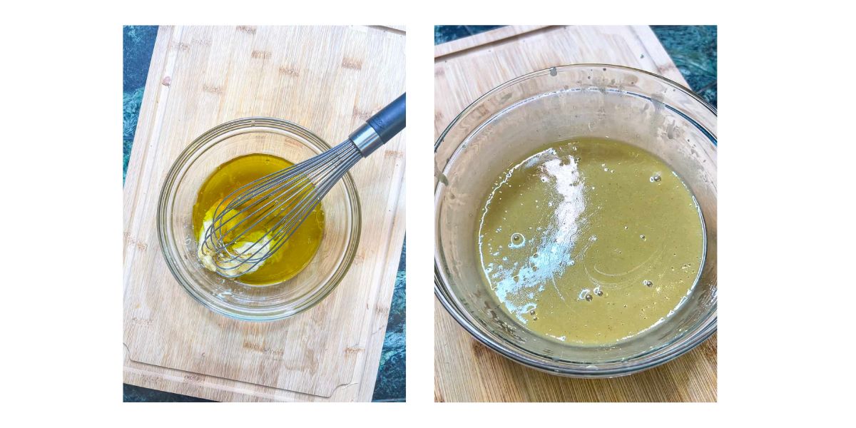 Step by step making honey mustard dressing.