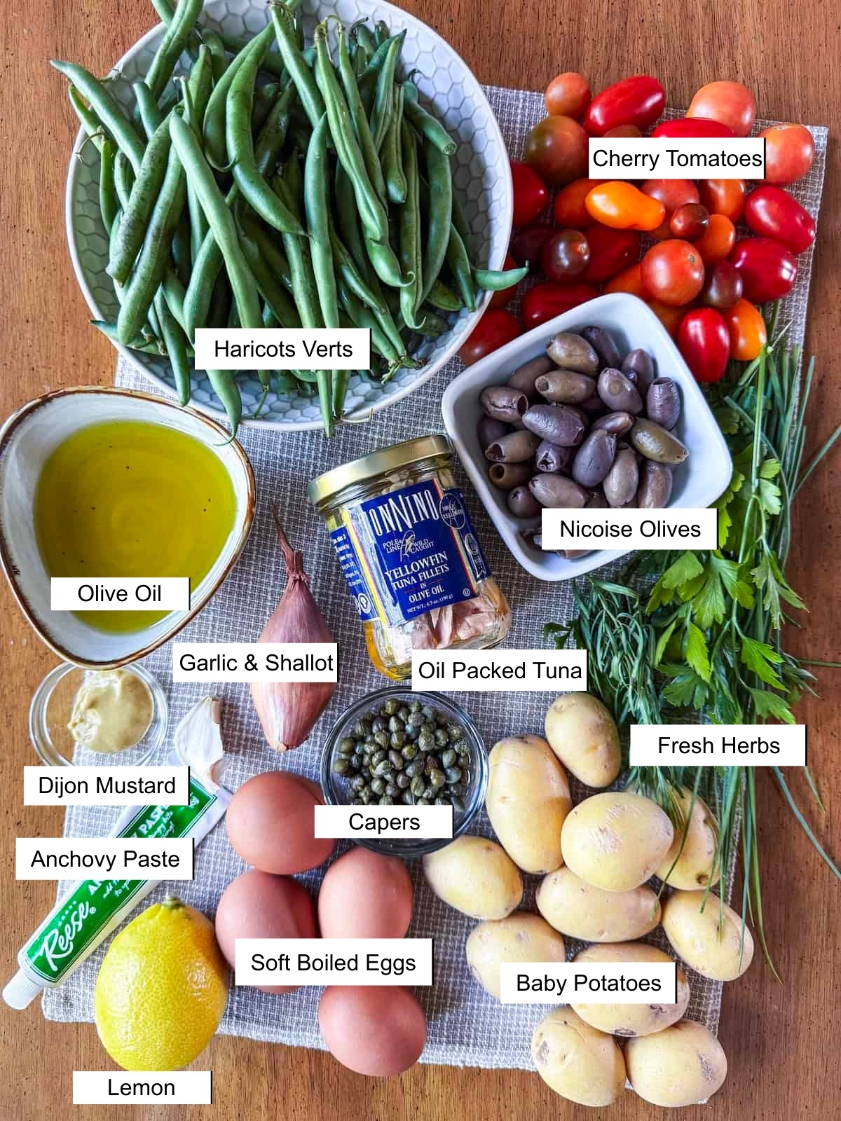 Labled photo of recipe ingredients